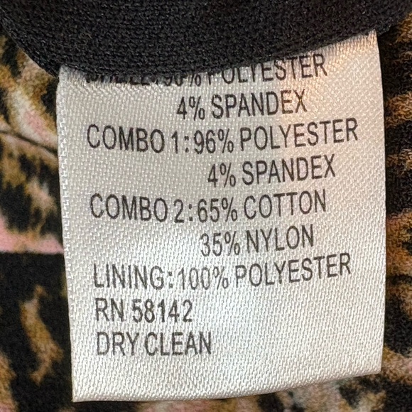 Maggy London Black/Tan/Cream Elbow Length Sleeves Shift Dress with Lace Accent - Picture 7 of 7